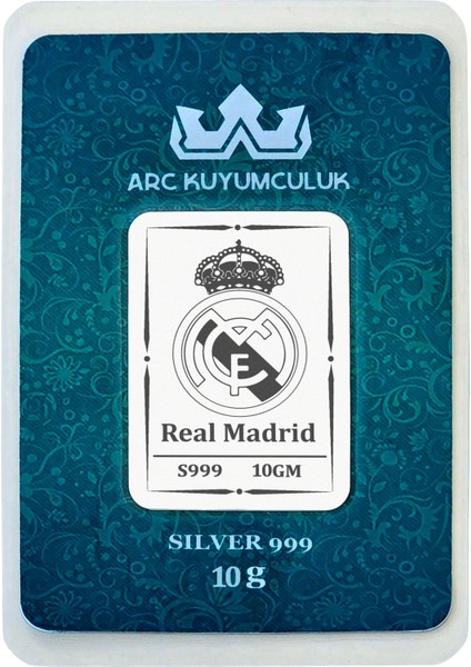 Real Madrid Temalı 999 Ayar Gümüş ile Üretilmiş Hediyeye Özel 10 Gram Gümüş Külçesi-757