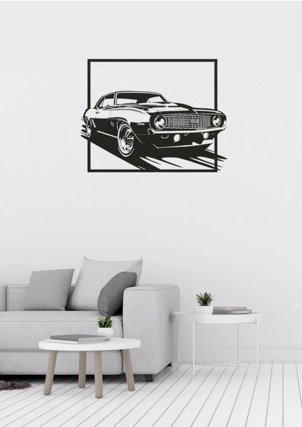 Chevrolet Camaro Araba Figürlü Dekoratif Metal Tablo