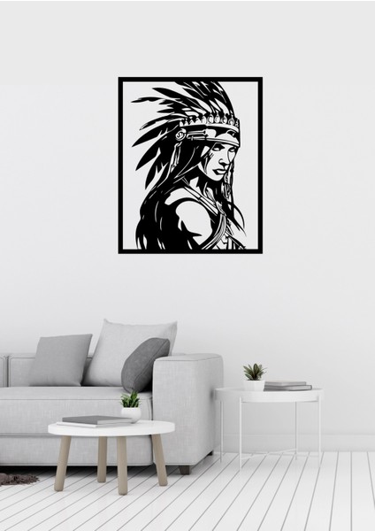 Kızılderili Kadın Figürlü Dekoratif Metal Tablo