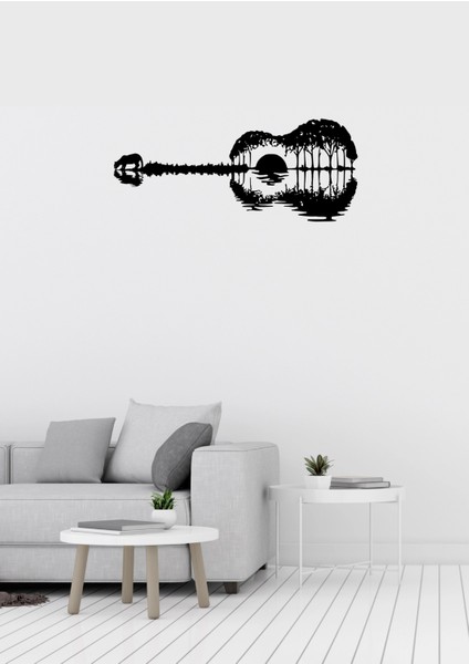 Sunset Gitar Figürlü Dekoratif Metal Tablo