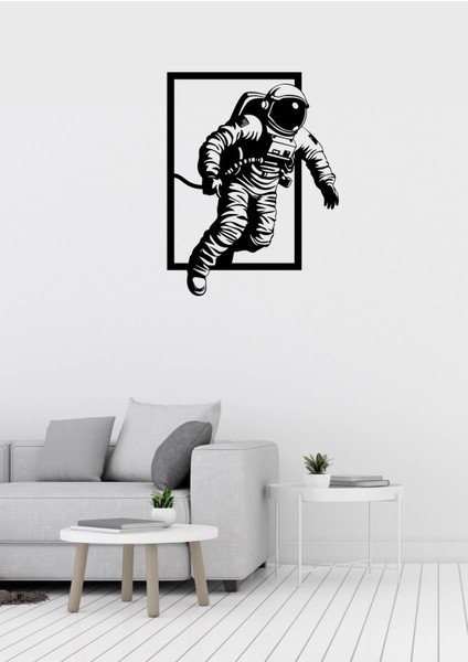 Out Space Astronot Figürlü Dekoratif Metal Tablo