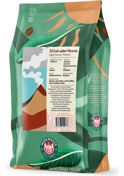 El Salvador Shasta Yöresel Filtre Kahve 250 Gr.