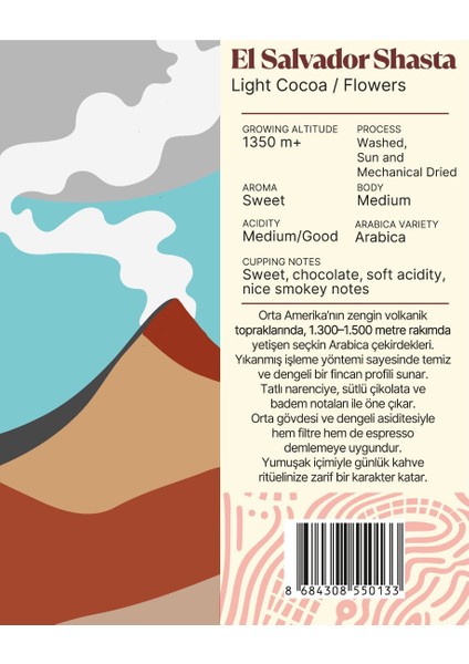 El Salvador Shasta Yöresel Filtre Kahve 250 Gr. fiyatları