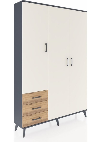 Arges Dolap 6 Raflı 3 Çekmeceli Tek Askılı 132X30X195 Antrasit-Aytaşı/çam fiyatları