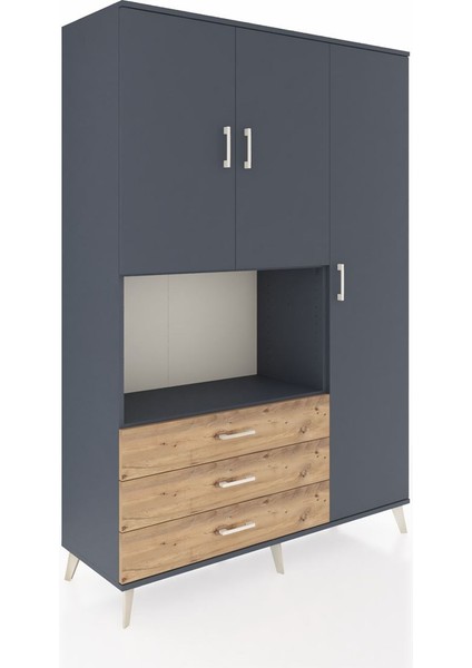 Hyperion Dolap 7 Raflı 3 Çekmeceli 3 Kapaklı 132X44X195 Antrasit-Antrasit/çam fiyatları