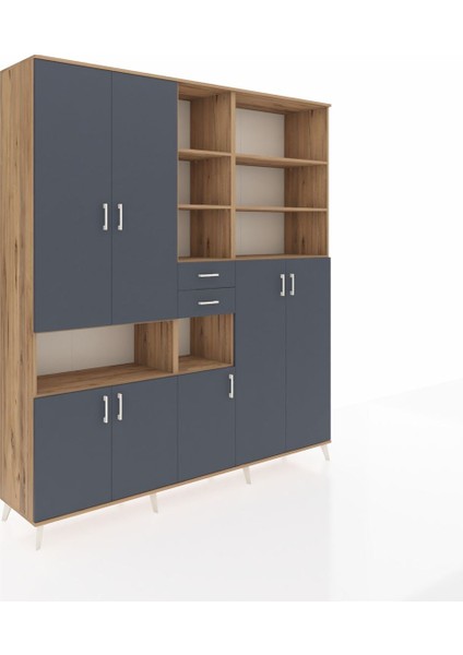Hyperion Dolap 17 Raflı 2 Çekmeceli 7 Kapaklı 220X44X243 Çam-Antrasit/antrasit fiyatları