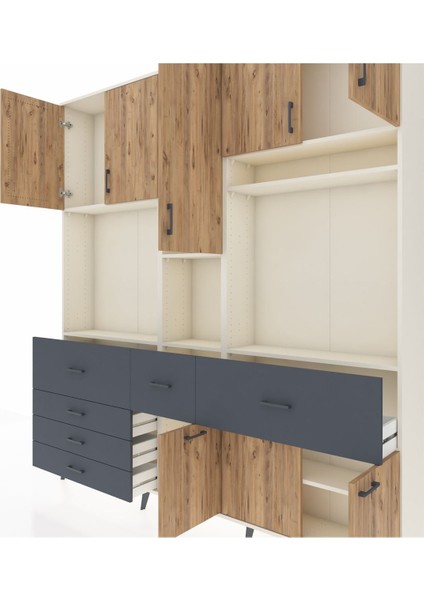 Arges Dolap 10 Raflı 6 Çekmeceli 8 Kapaklı 220X30X243 Aytaşı-Çam/antrasit fırsatları