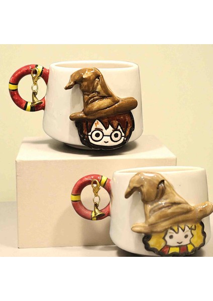 Harry Potter ve Hermione 3D Kabartmalı Charm Hediyeli El Yapımı 2 'li Seramik Kupa Mug fırsatları
