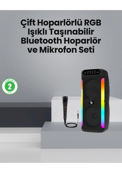 Taşınabilir Şarjlı Hoparlör Usb, Sd Kart, Aux Girişli
