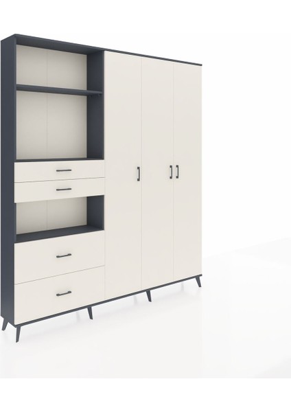 Arges Gardrop 12 Raflı 4 Çekmeceli Tek Askılı 220X30X243 Antrasit-Aytaşı fiyatları