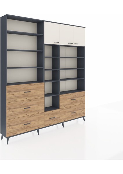 Arges Dolap 17 Raflı 6 Çekmeceli 3 Kapaklı 220X30X243 Antrasit-Aytaşı/çam fiyatları