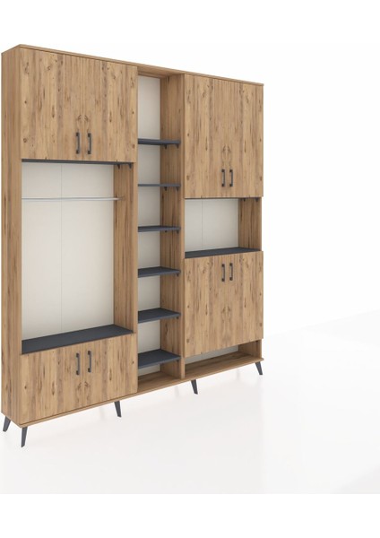 Arges Dolap 18 Raflı 8 Kapaklı Tek Askılı 220X30X243 Çam-Çam/antrasit fiyatları