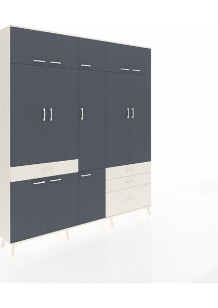 Arges Dolap 8 Raflı 4 Çekmeceli 3 Askılı 220X30X243 Aytaşı-Antrasit/aytaşı fiyatları