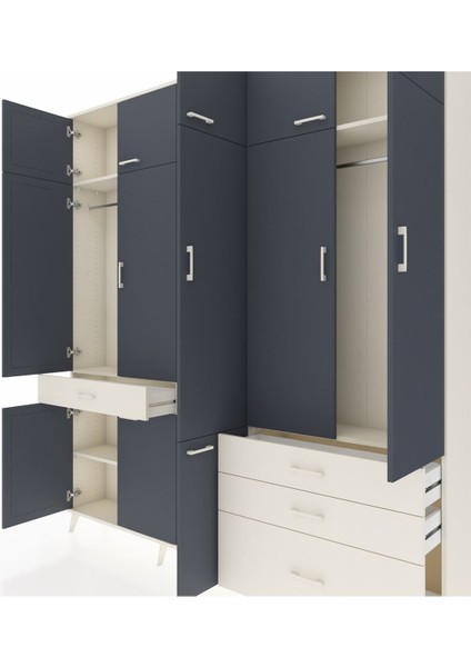 Arges Dolap 8 Raflı 4 Çekmeceli 3 Askılı 220X30X243 Aytaşı-Antrasit/aytaşı fırsatları