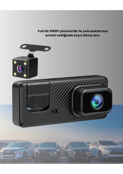 3 Kameralı Araç Içi Dvr Kayıt Cihazı Ön Iç Arka Kamera Full Hd fırsatları