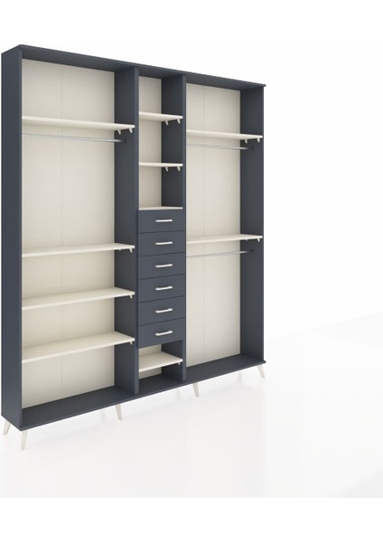 Arges Dolap 10 Raflı 6 Çekmeceli 3 Askılı 220X30X243 Antrasit-Aytaşı/antrasit fiyatları