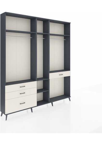 Arges Dolap 7 Raflı 4 Çekmeceli 3 Askılı 220X30X243 Antrasit-Antrasit/aytaşı fiyatları