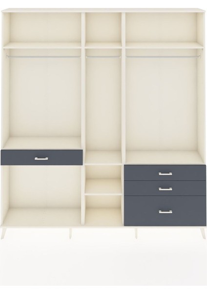 Arges Dolap 7 Raflı 4 Çekmeceli 3 Askılı 220X30X243 Aytaşı-Aytaşı/antrasit