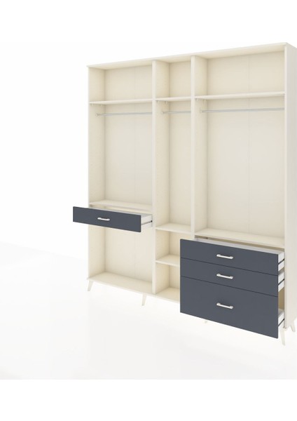 Arges Dolap 7 Raflı 4 Çekmeceli 3 Askılı 220X30X243 Aytaşı-Aytaşı/antrasit modelleri