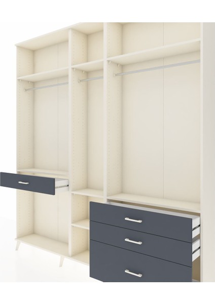 Arges Dolap 7 Raflı 4 Çekmeceli 3 Askılı 220X30X243 Aytaşı-Aytaşı/antrasit fırsatları