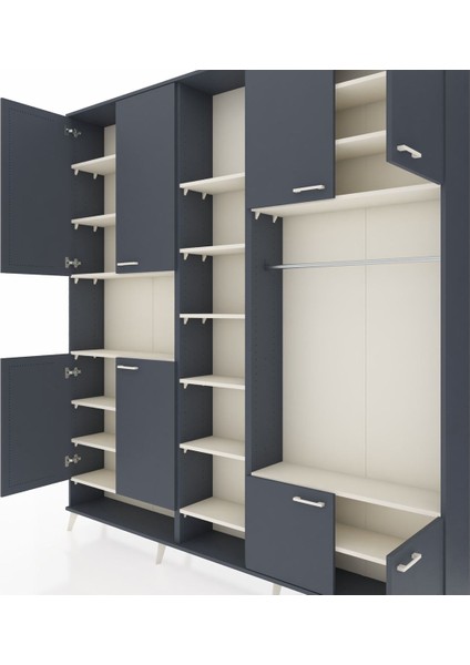 Arges Dolap 18 Raflı 8 Kapaklı Tek Askılı 220X30X243 Antrasit-Antrasit/aytaşı fırsatları