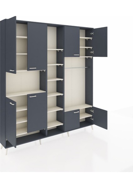 Arges Dolap 18 Raflı 8 Kapaklı Tek Askılı 220X30X243 Antrasit-Antrasit/aytaşı indirimleri