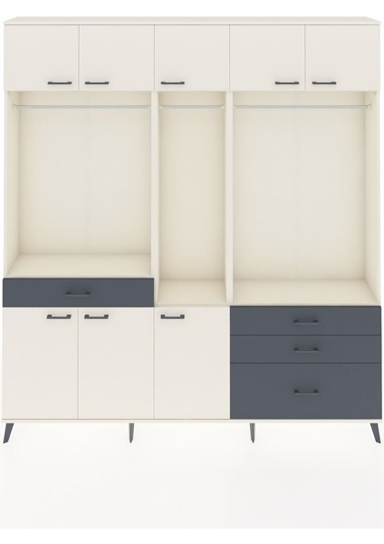 Arges Dolap 8 Raflı 4 Çekmeceli 3 Askılı 220X30X243 Aytaşı-Aytaşı/antrasit