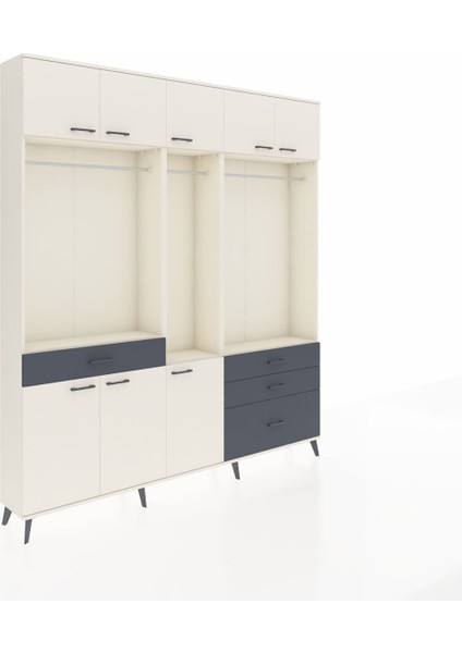 Arges Dolap 8 Raflı 4 Çekmeceli 3 Askılı 220X30X243 Aytaşı-Aytaşı/antrasit fiyatları