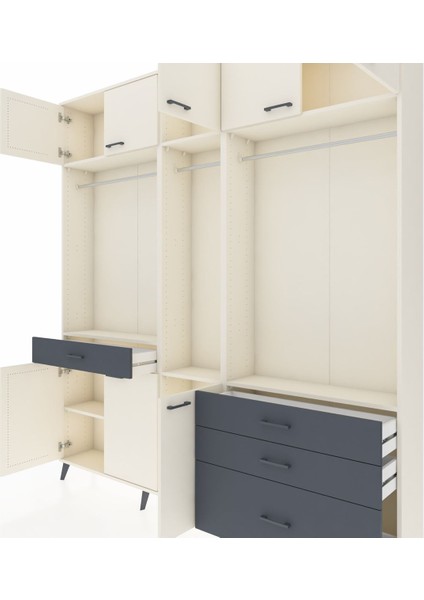 Arges Dolap 8 Raflı 4 Çekmeceli 3 Askılı 220X30X243 Aytaşı-Aytaşı/antrasit fırsatları