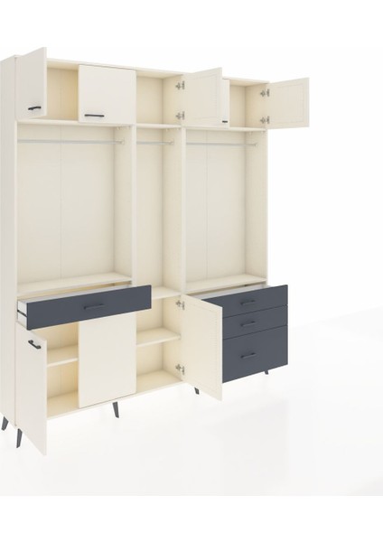 Arges Dolap 8 Raflı 4 Çekmeceli 3 Askılı 220X30X243 Aytaşı-Aytaşı/antrasit indirimleri