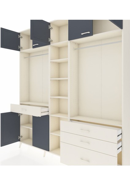 Arges Dolap 11 Raflı 4 Çekmeceli 2 Askılı 220X30X243 Aytaşı-Antrasit/aytaşı fırsatları