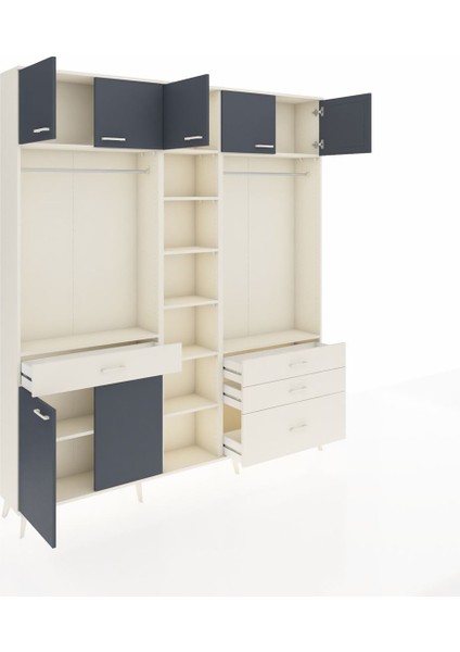 Arges Dolap 11 Raflı 4 Çekmeceli 2 Askılı 220X30X243 Aytaşı-Antrasit/aytaşı indirimleri