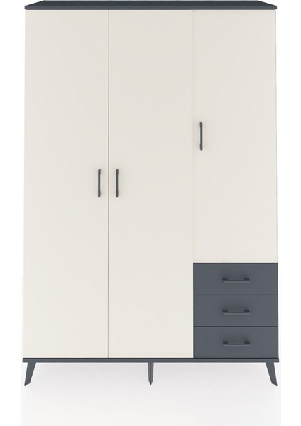 Hyperion Dolap 6 Raflı 3 Çekmeceli Tek Askılı 132X44X195 Antrasit-Aytaşı/antrasit