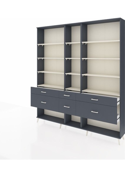 Arges Dolap 12 Raflı 6 Çekmeceli 220X30X243 Antrasit-Aytaşı/antrasit modelleri