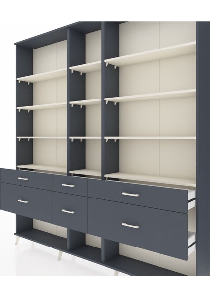 Arges Dolap 12 Raflı 6 Çekmeceli 220X30X243 Antrasit-Aytaşı/antrasit fırsatları