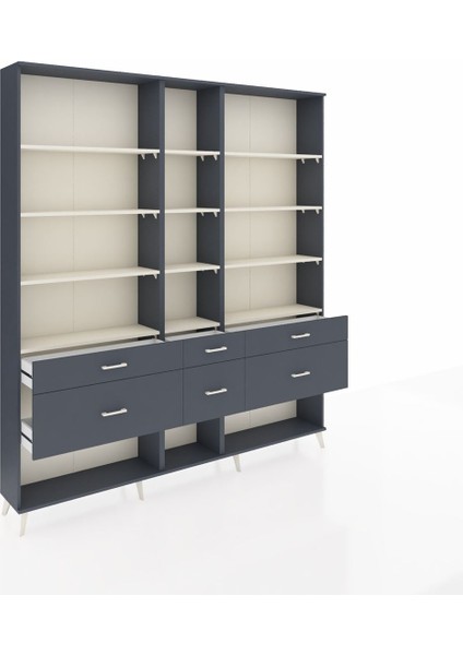 Arges Dolap 12 Raflı 6 Çekmeceli 220X30X243 Antrasit-Aytaşı/antrasit indirimleri
