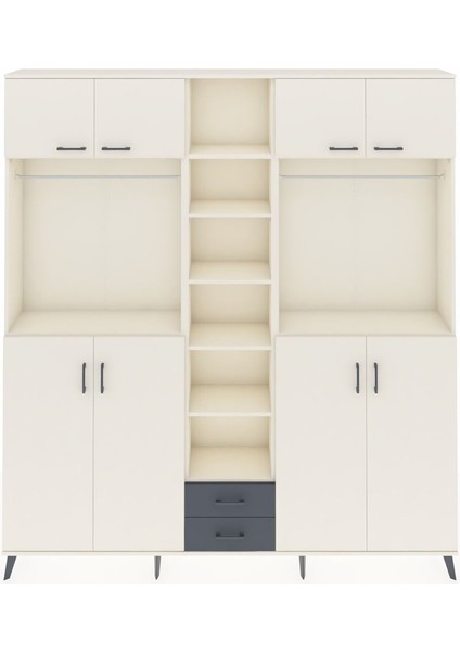 Arges Dolap 14 Raflı 2 Çekmeceli 2 Askılı 220X30X243 Aytaşı-Aytaşı/antrasit