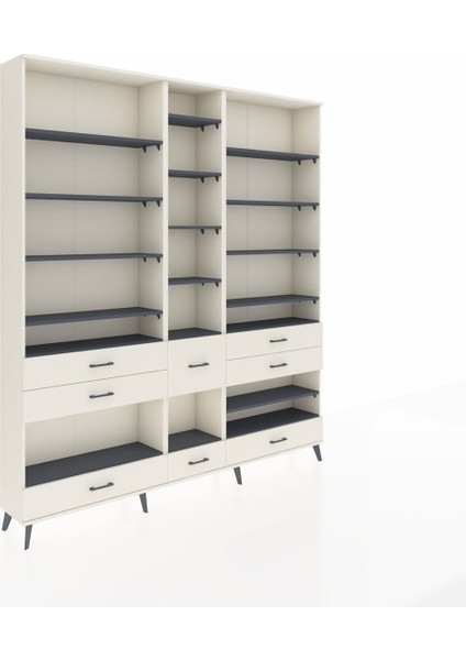 Arges Dolap 19 Raflı 8 Çekmeceli 220X30X243 Aytaşı-Antrasit/aytaşı fiyatları