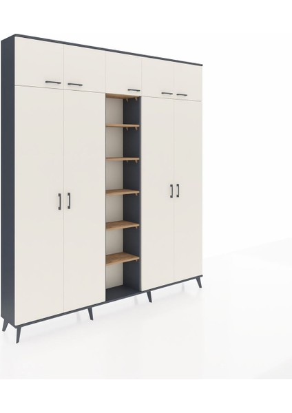 Arges Dolap 12 Raflı 9 Kapaklı 2 Askılı 220X30X243 Antrasit-Aytaşı/çam fiyatları