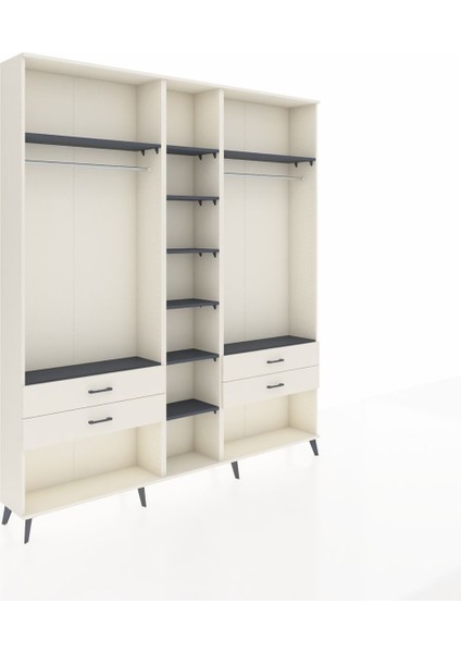 Arges Dolap 10 Raflı 4 Çekmeceli 2 Askılı 220X30X243 Aytaşı-Antrasit/aytaşı fiyatları