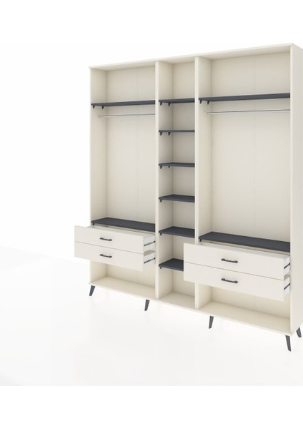 Arges Dolap 10 Raflı 4 Çekmeceli 2 Askılı 220X30X243 Aytaşı-Antrasit/aytaşı modelleri