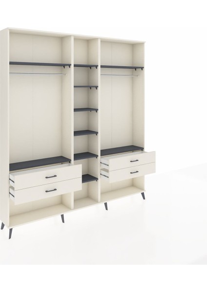 Arges Dolap 10 Raflı 4 Çekmeceli 2 Askılı 220X30X243 Aytaşı-Antrasit/aytaşı indirimleri