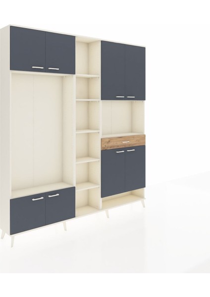 Arges Dolap 12 Raflı Tek Çekmeceli 8 Kapaklı 220X30X243 Aytaşı-Antrasit/çam fiyatları