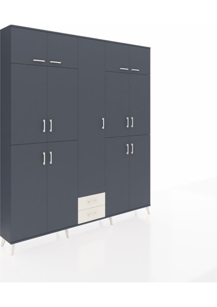 Arges Dolap 10 Raflı 2 Çekmeceli 4 Askılı 220X30X243 Antrasit-Antrasit/aytaşı fiyatları