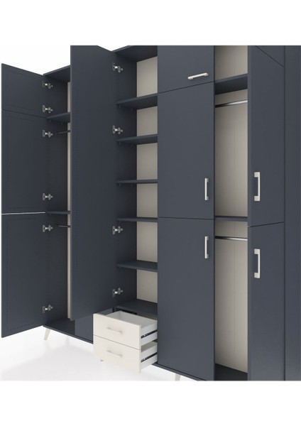 Arges Dolap 10 Raflı 2 Çekmeceli 4 Askılı 220X30X243 Antrasit-Antrasit/aytaşı fırsatları