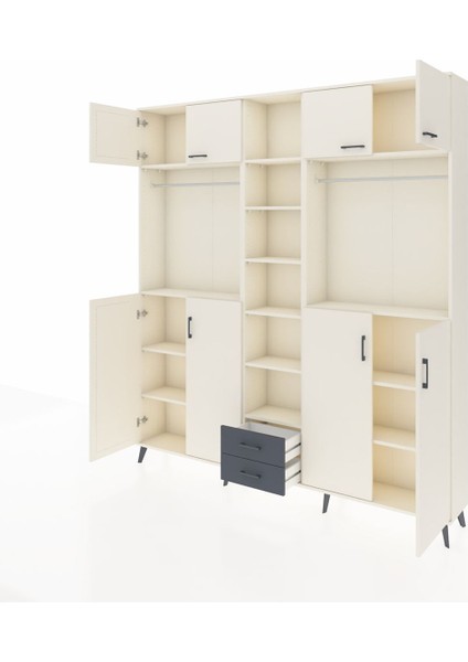 Arges Dolap 14 Raflı 2 Çekmeceli 2 Askılı 220X30X243 Aytaşı-Aytaşı/antrasit modelleri