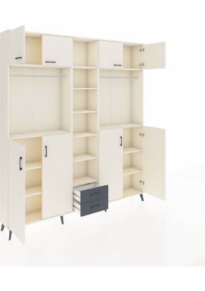 Arges Dolap 14 Raflı 2 Çekmeceli 2 Askılı 220X30X243 Aytaşı-Aytaşı/antrasit indirimleri