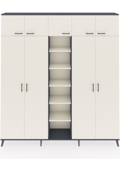 Arges Gardrop 18 Raflı 9 Kapaklı 220X30X243 Antrasit-Aytaşı