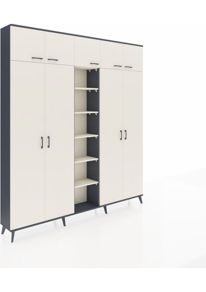 Arges Gardrop 18 Raflı 9 Kapaklı 220X30X243 Antrasit-Aytaşı fiyatları