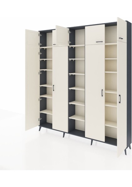 Arges Gardrop 18 Raflı 9 Kapaklı 220X30X243 Antrasit-Aytaşı modelleri